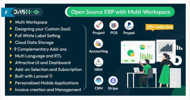 WorkDo Dash SaaS - Open Source ERP with Multi-Workspace